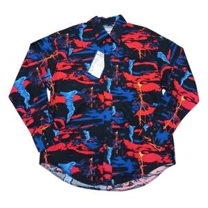 Vintage Wrangler Pearl Snap Western Shirt Tornado Lightning Cowgirl Fury